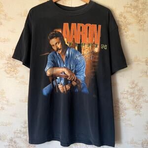 Vintage 90s Aaron Tippin Tour T-Shirt | Winterland Faded Black | Fits L